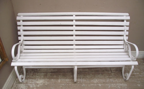 OLD IRON AND WOODEN GARDEN BENCH